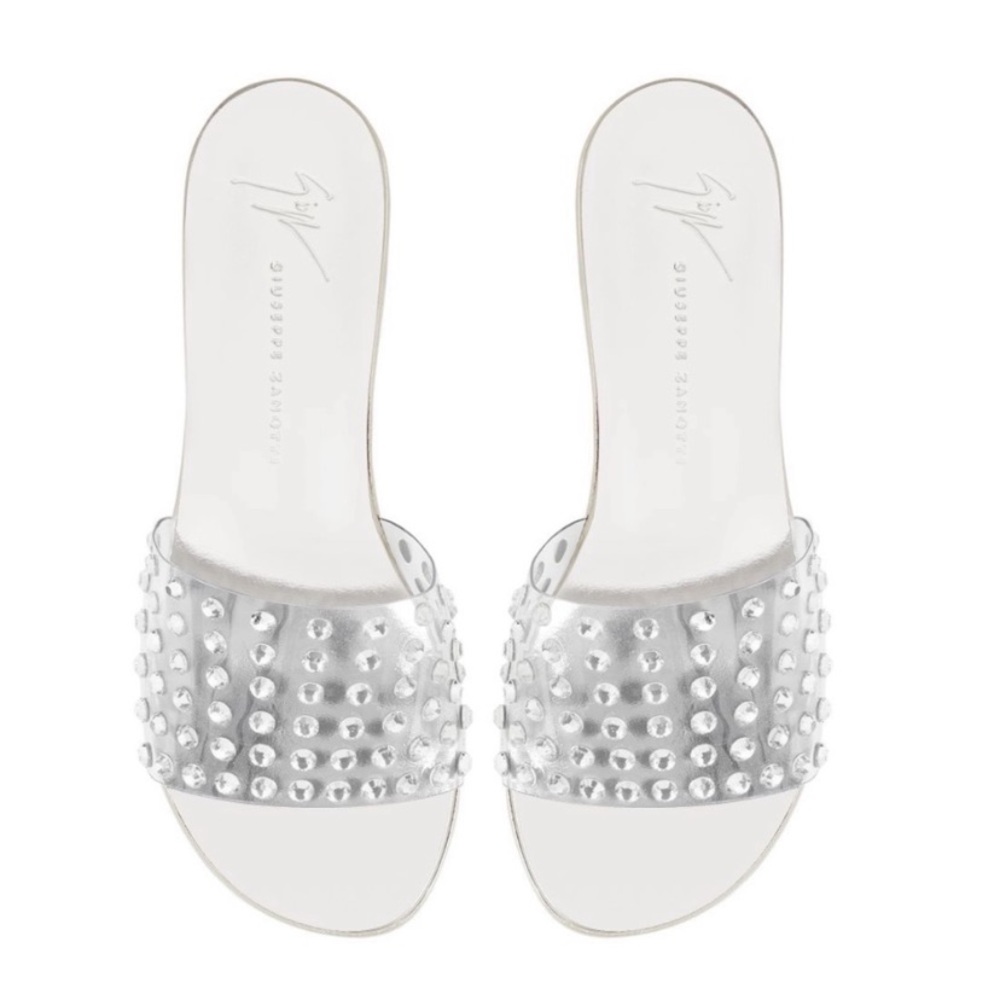 Giuseppe Zanotti Adelia Silver Crystal Sandals. Size 37.5